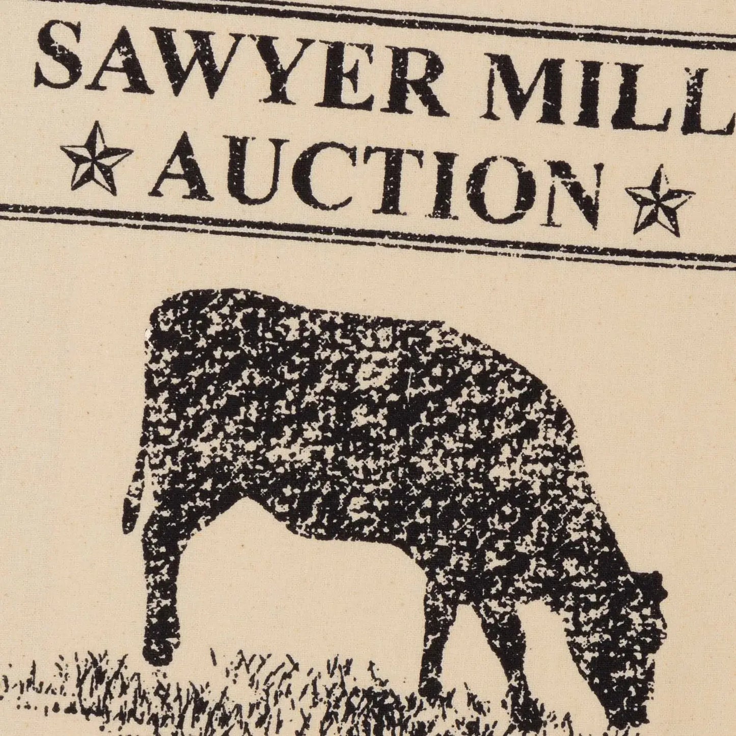 Sawyer Mills Charcoal Cow Muslin Unbleached Natural Tea Towel