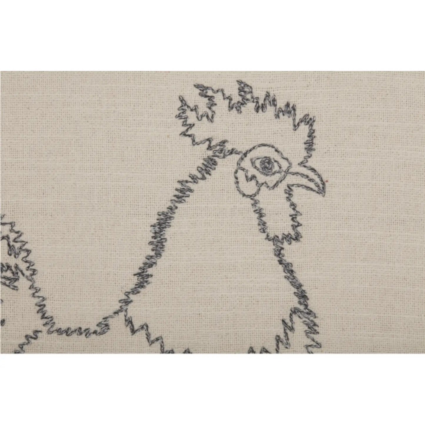 Market Place Natural Embroidered Rooster Pillow Cover 16x16