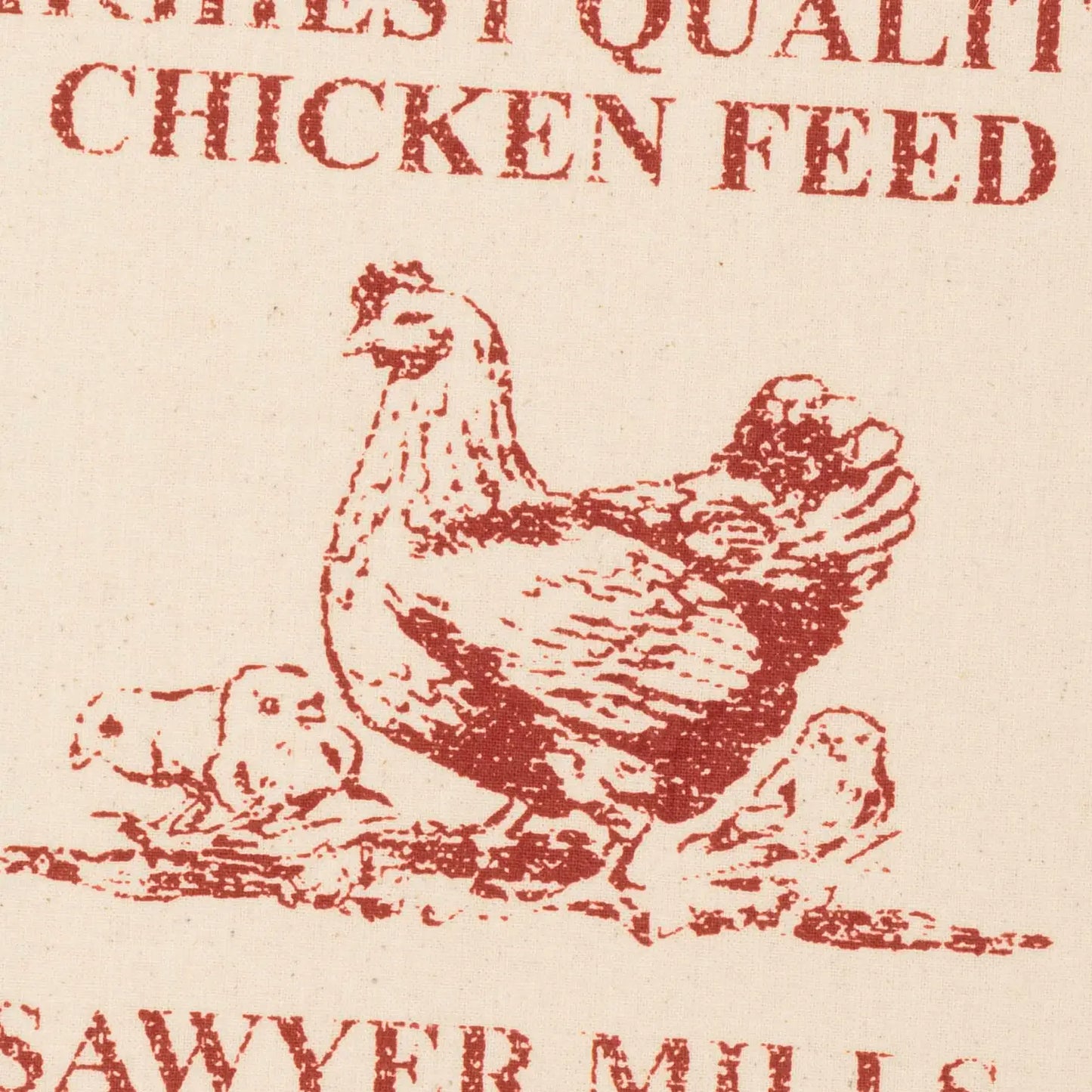 Sawyer Mills Red Chicken Muslin Unbleached Natural Tea Towel